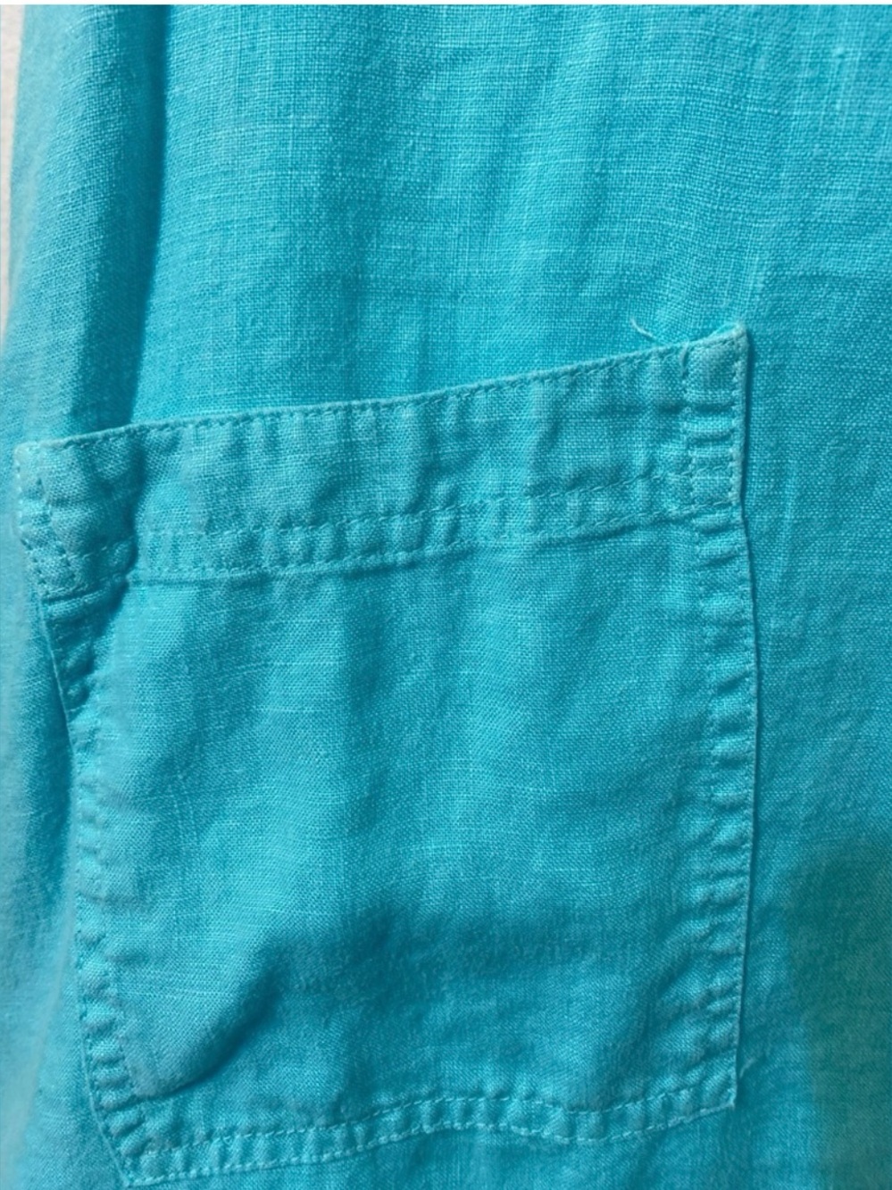 Vtg.Match Point 100% Linen Lagonlook Turquoise Blue Sleeveless Shift Dress.M - Picture 6 of 9